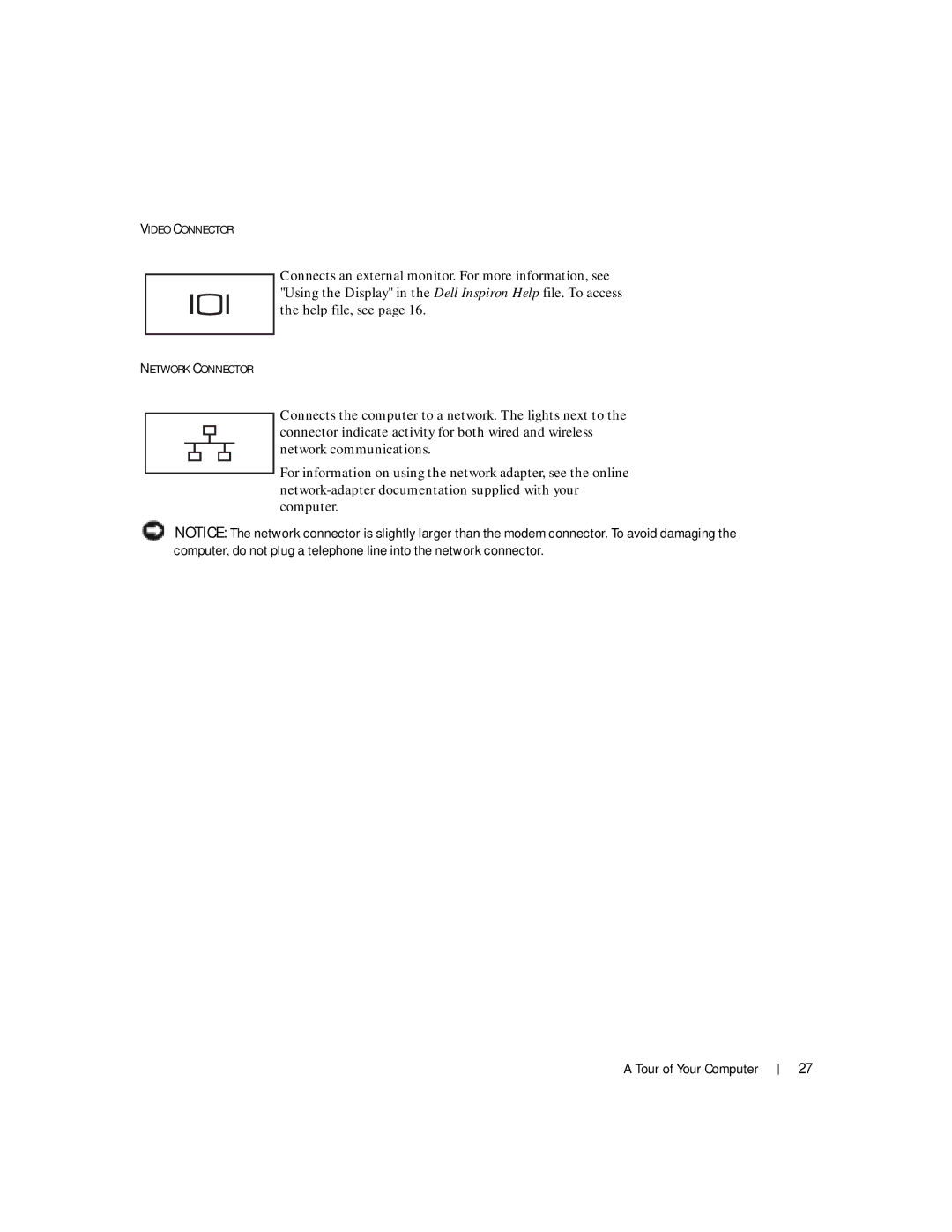 Dell Inspiron 1150 owner manual Video Connector 