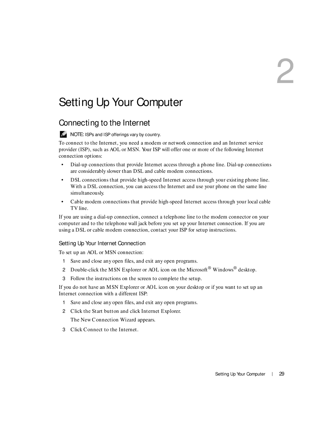 Dell Inspiron 1150 owner manual Connecting to the Internet, Setting Up Your Internet Connection 