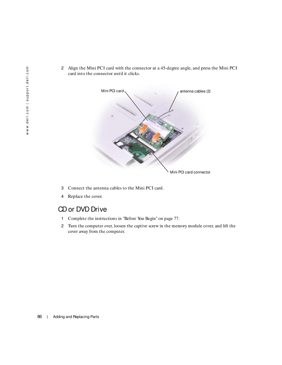 Dell Inspiron 1150 owner manual CD or DVD Drive 