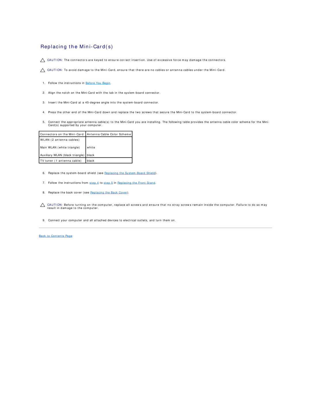 Dell IO2305-543MSL manual Replacing the Mini-Cards 