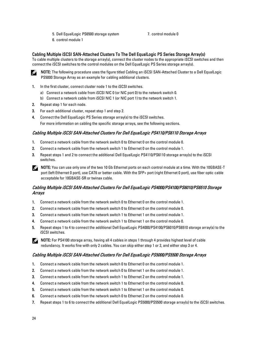 Dell ISCSI manual Dell EqualLogic PS6500 storage system 