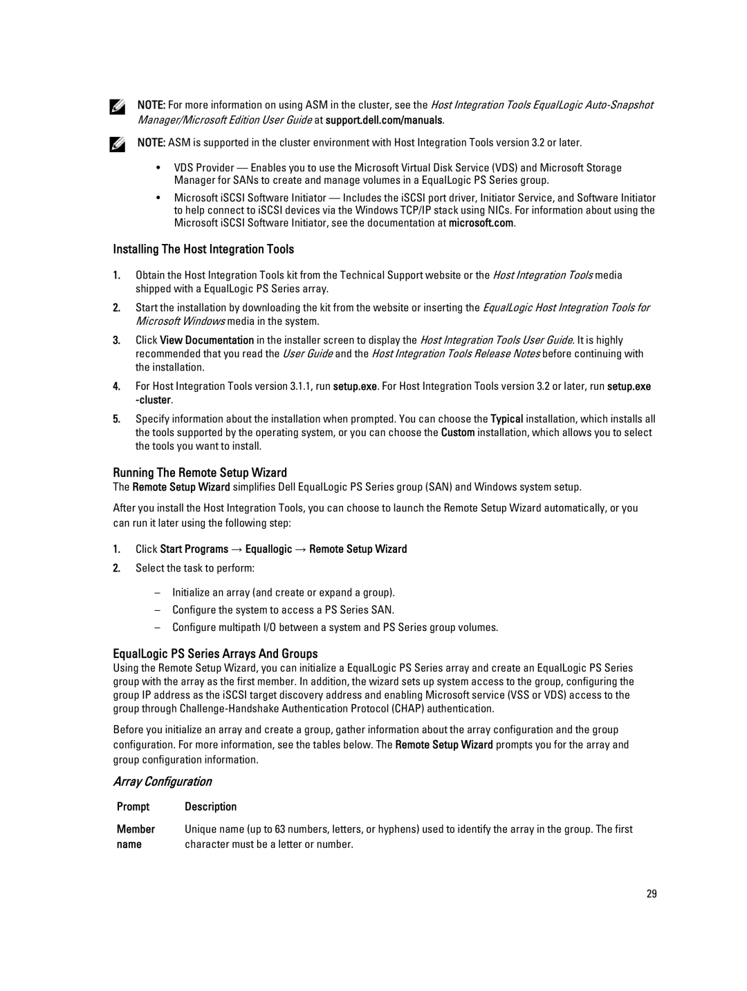 Dell ISCSI Installing The Host Integration Tools, Running The Remote Setup Wizard, EqualLogic PS Series Arrays And Groups 