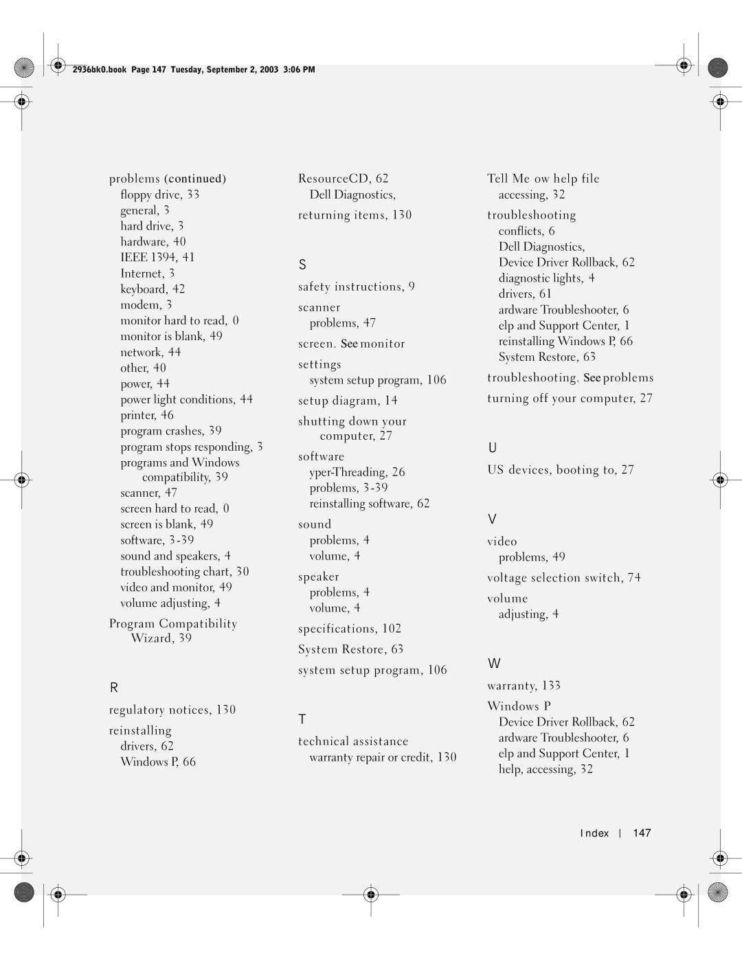 Dell J2936 manual Index 147 