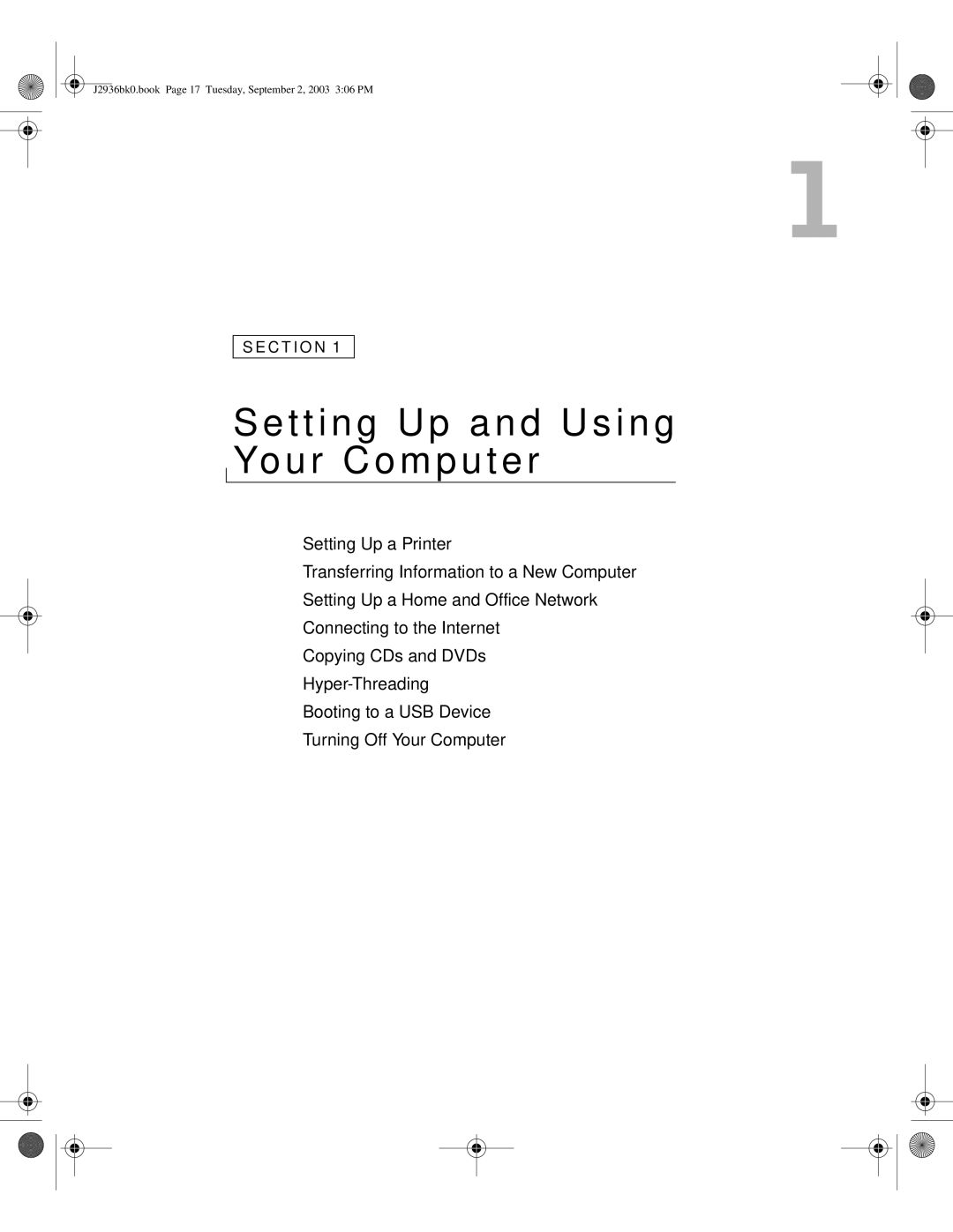 Dell J2936 manual Setting Up and Using Your Computer 