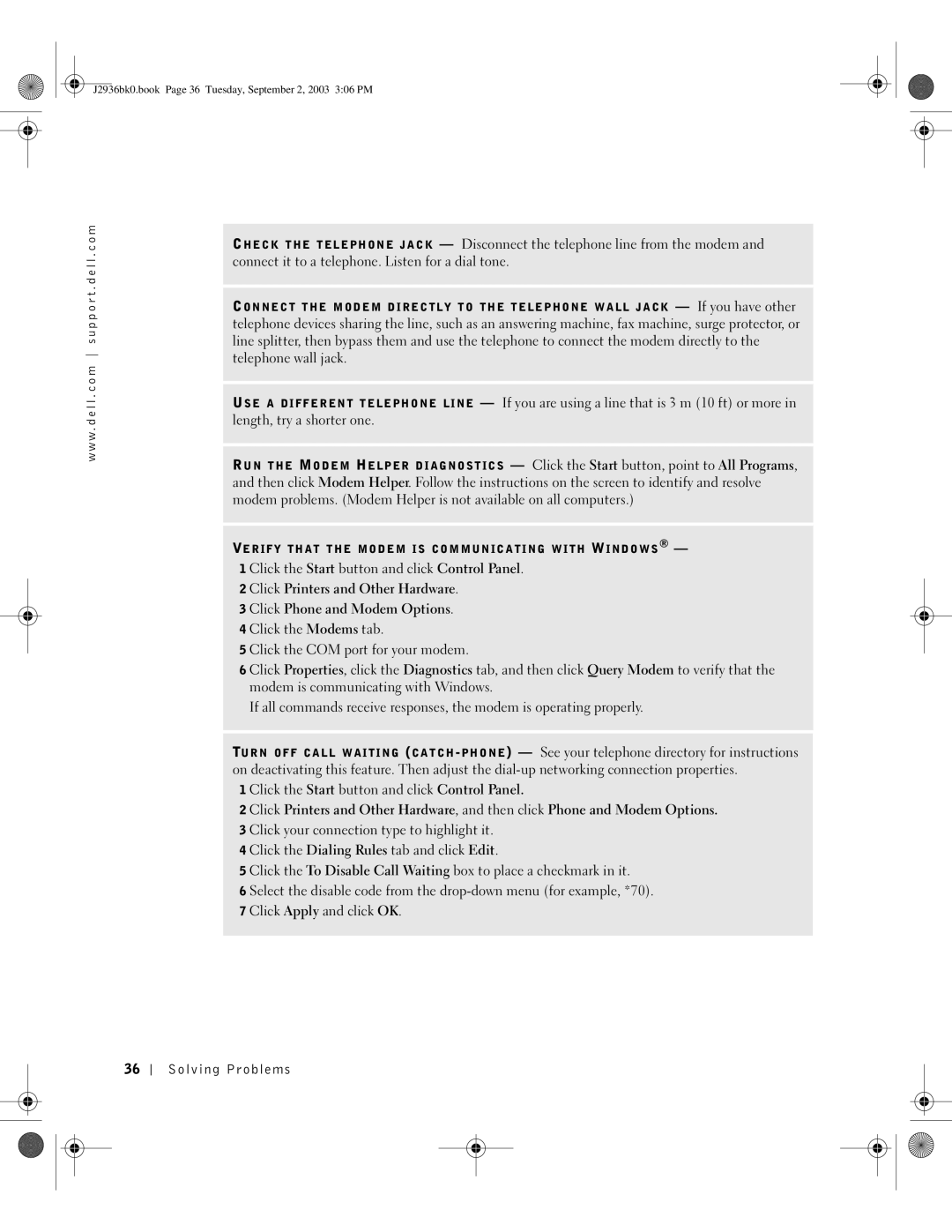 Dell J2936 manual Verify That the Modem is Communicating with Windows 