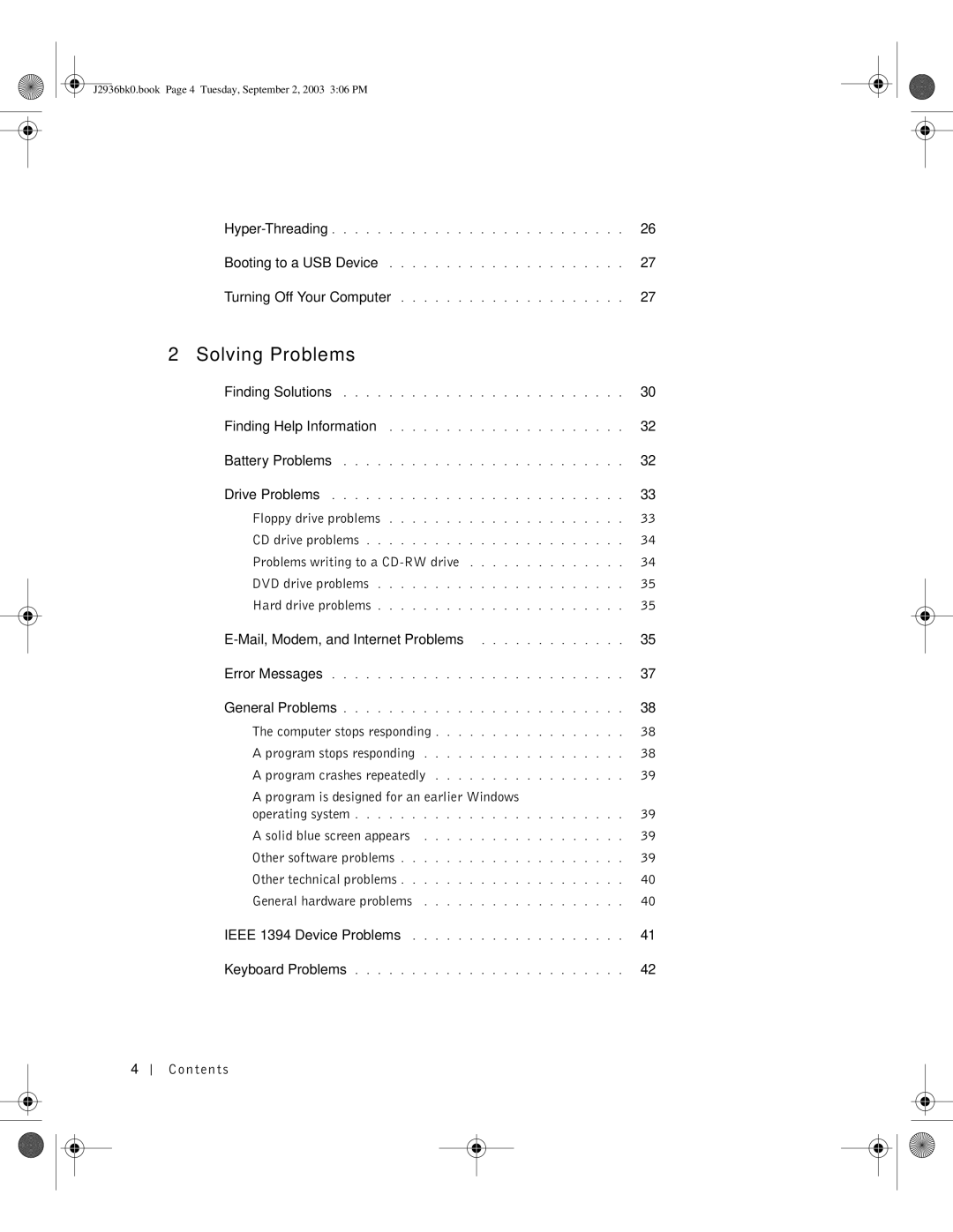 Dell J2936 manual Problems writing to a CD-RW drive, Mail, Modem, and Internet Problems 