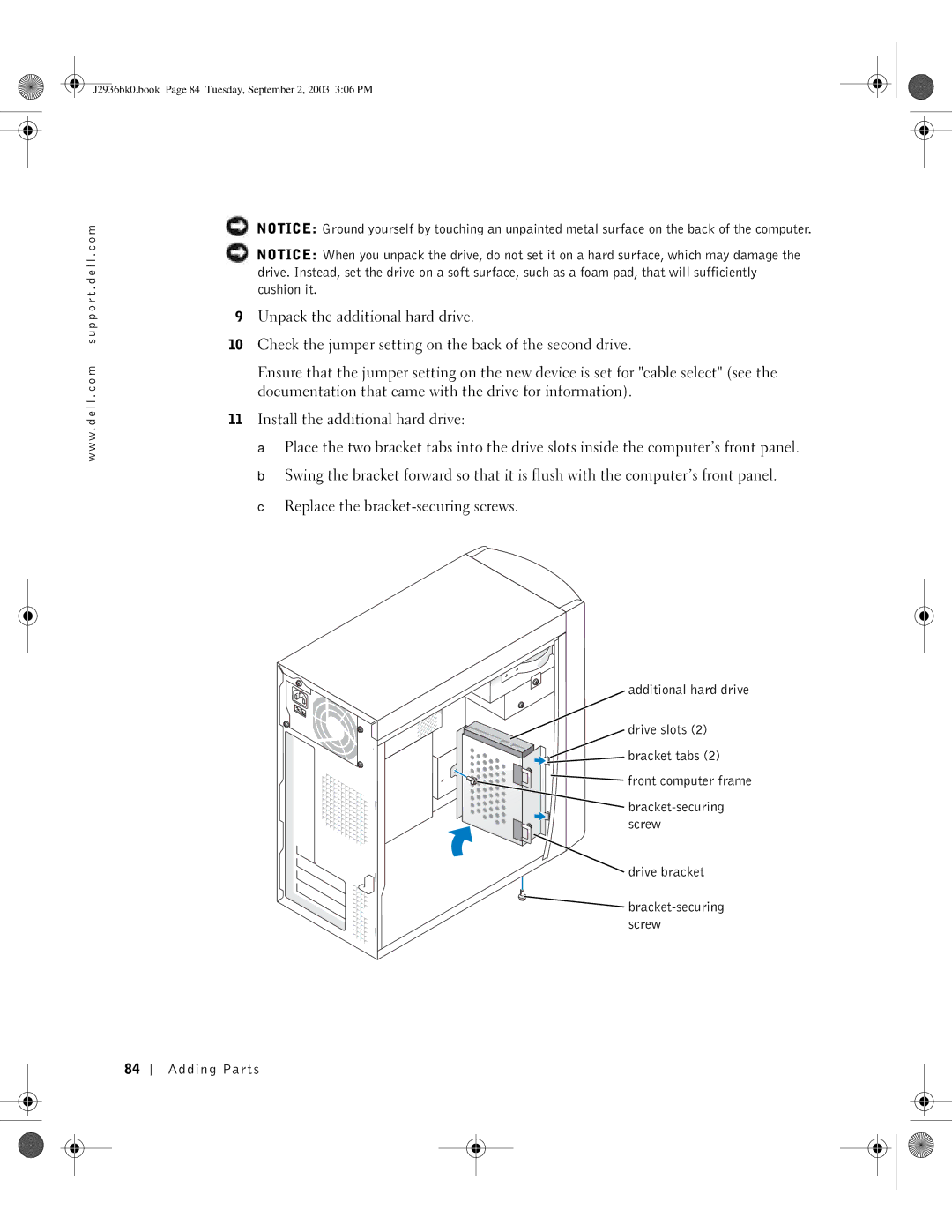 Dell manual J2936bk0.book Page 84 Tuesday, September 2, 2003 306 PM 