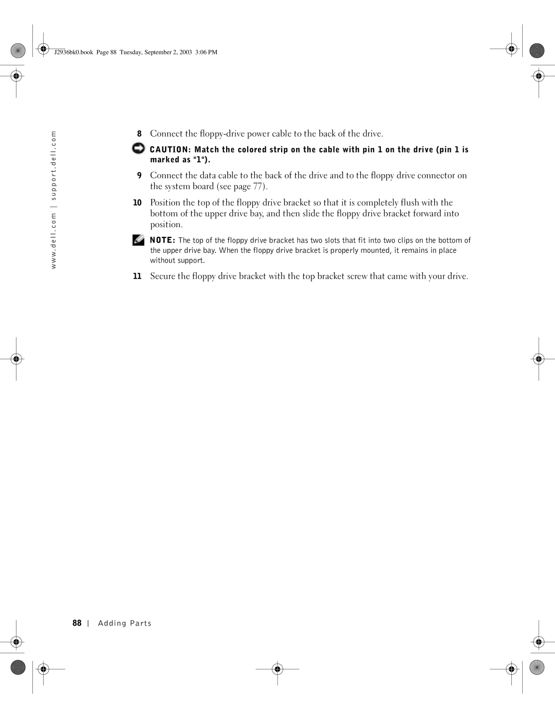 Dell manual J2936bk0.book Page 88 Tuesday, September 2, 2003 306 PM 