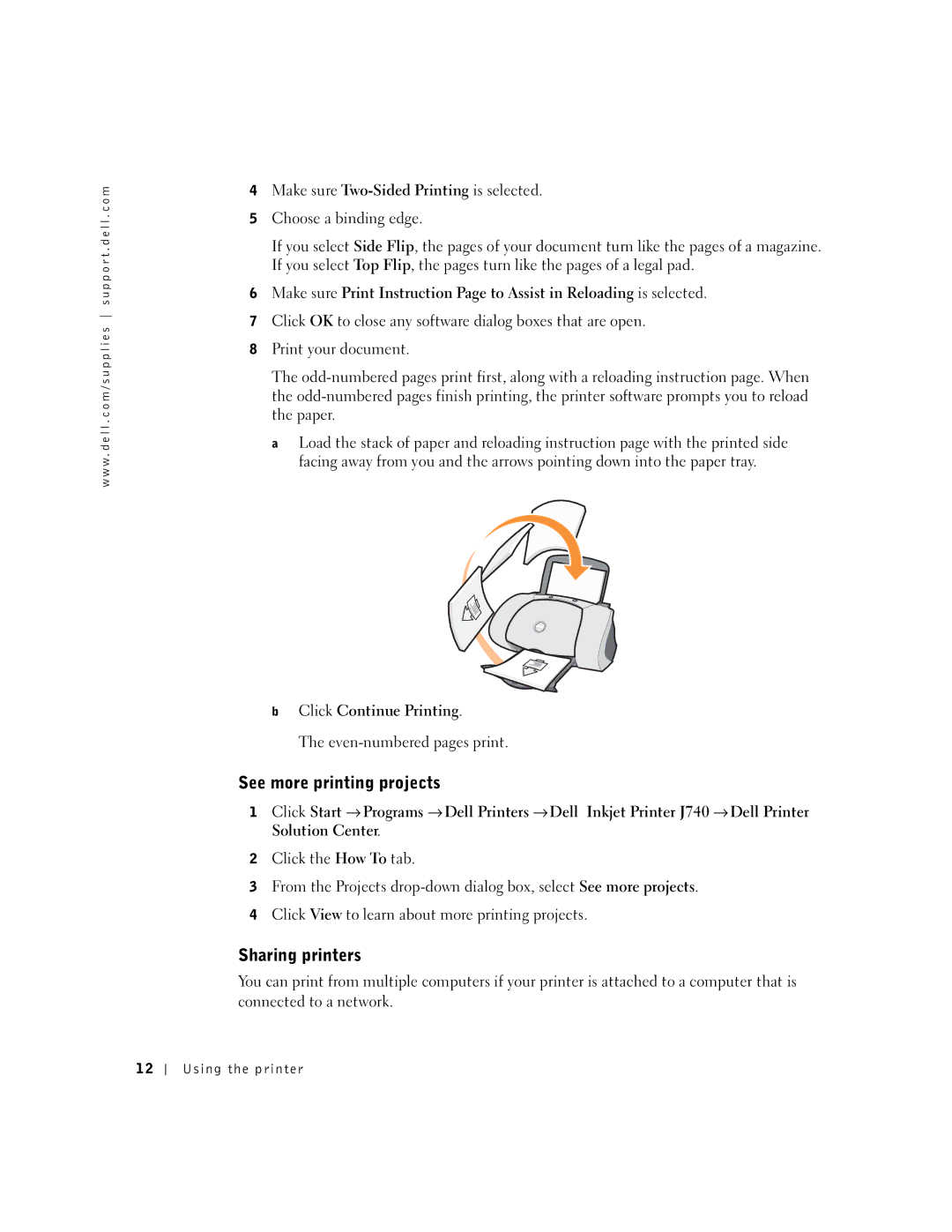 Dell J740 owner manual See more printing projects, Sharing printers 