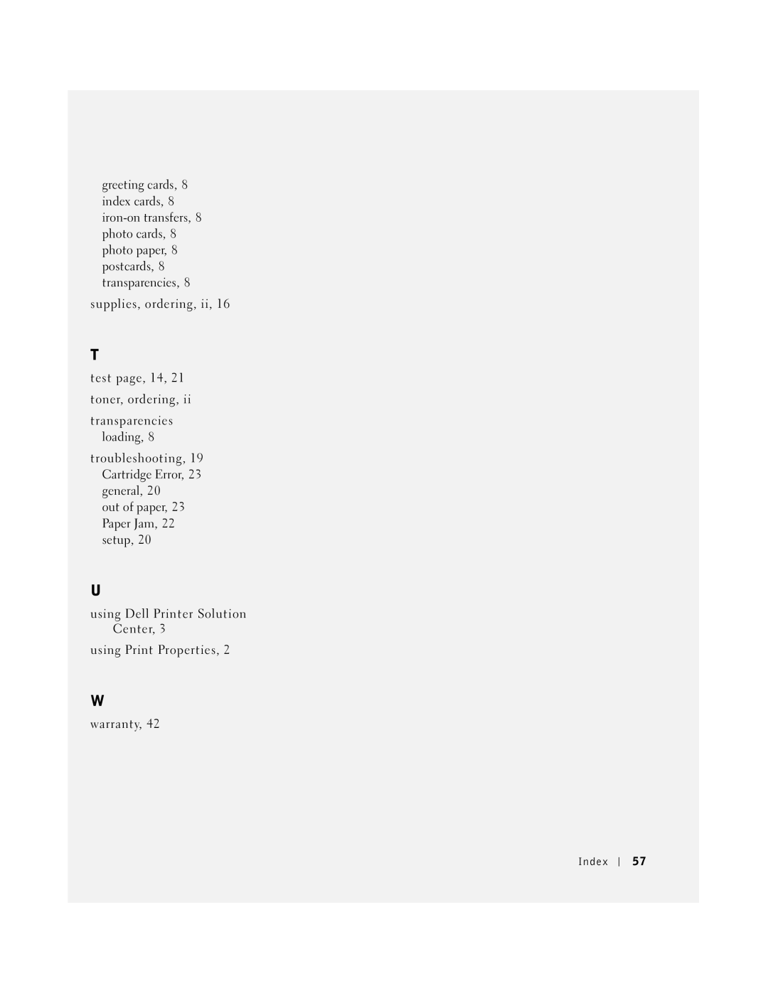 Dell J740 owner manual Index 