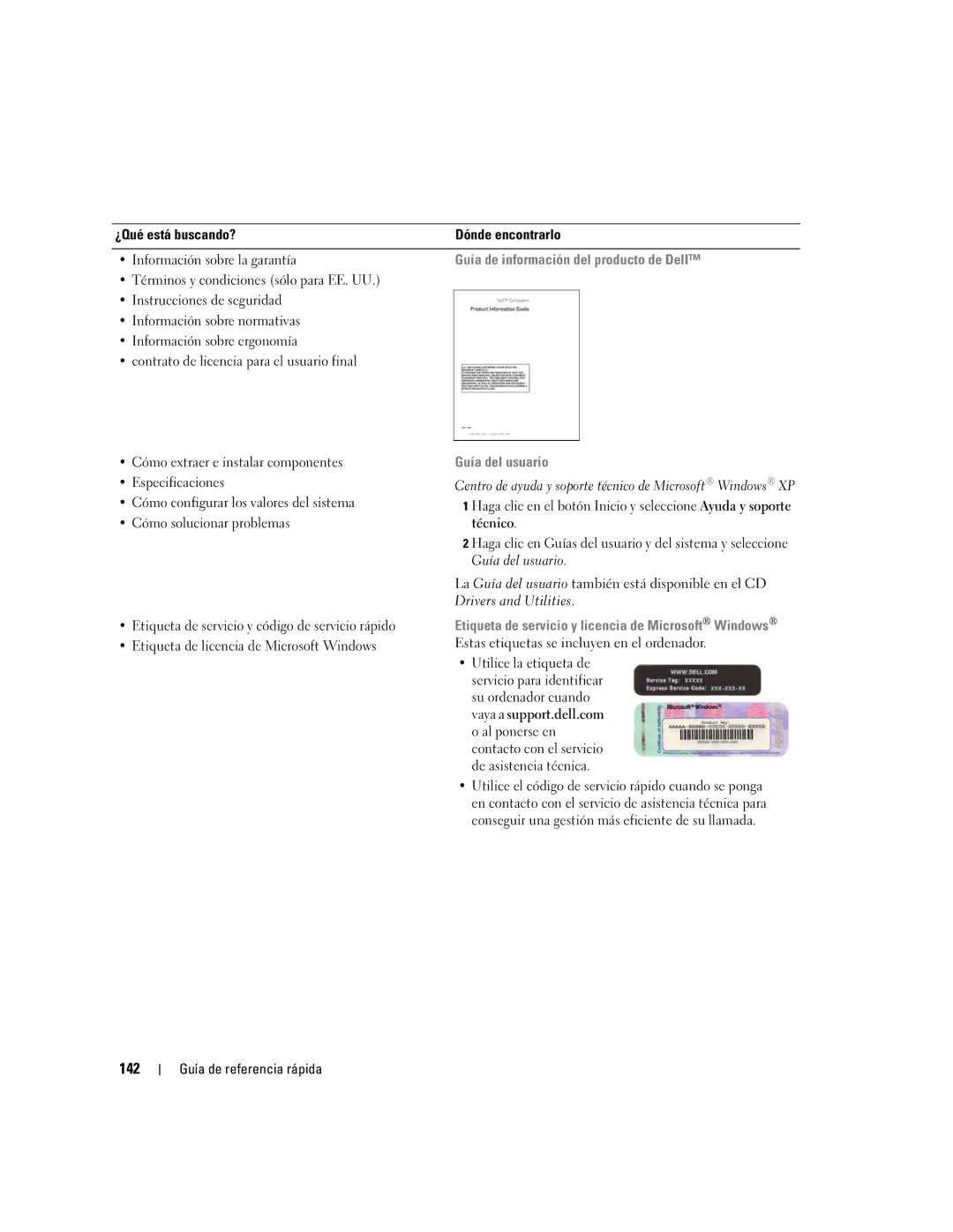 Dell JD963, DCD0 manual 142, Guía de información del producto de Dell, Guía del usuario 