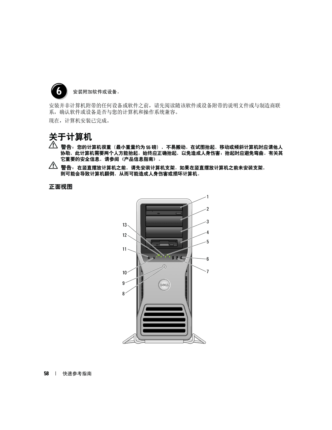 Dell JD964 manual 关于计算机, 正面视图 