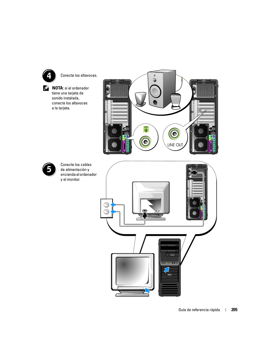 Dell JD967 manual 205, Conecte los cables 