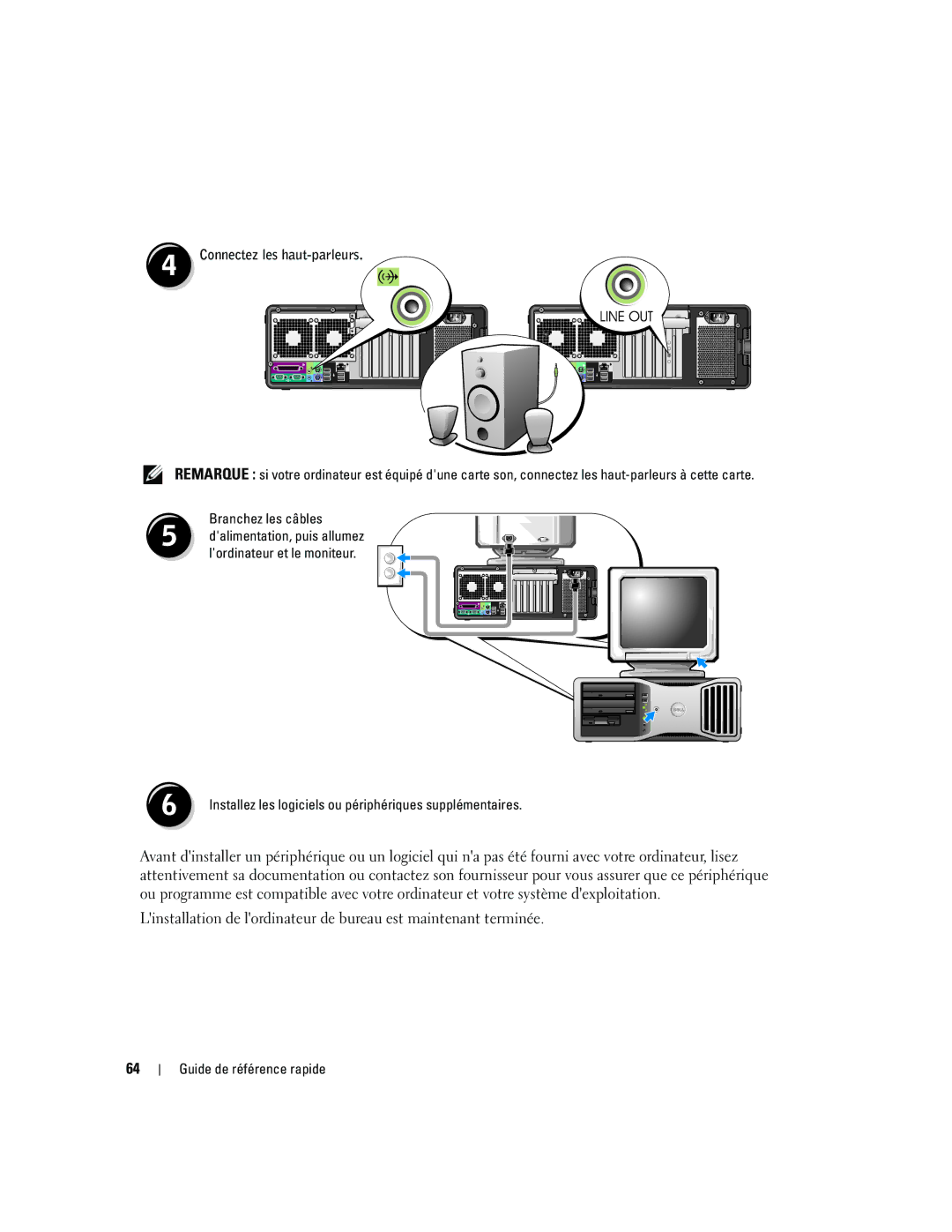 Dell JD967 manual Connectez les haut-parleurs 