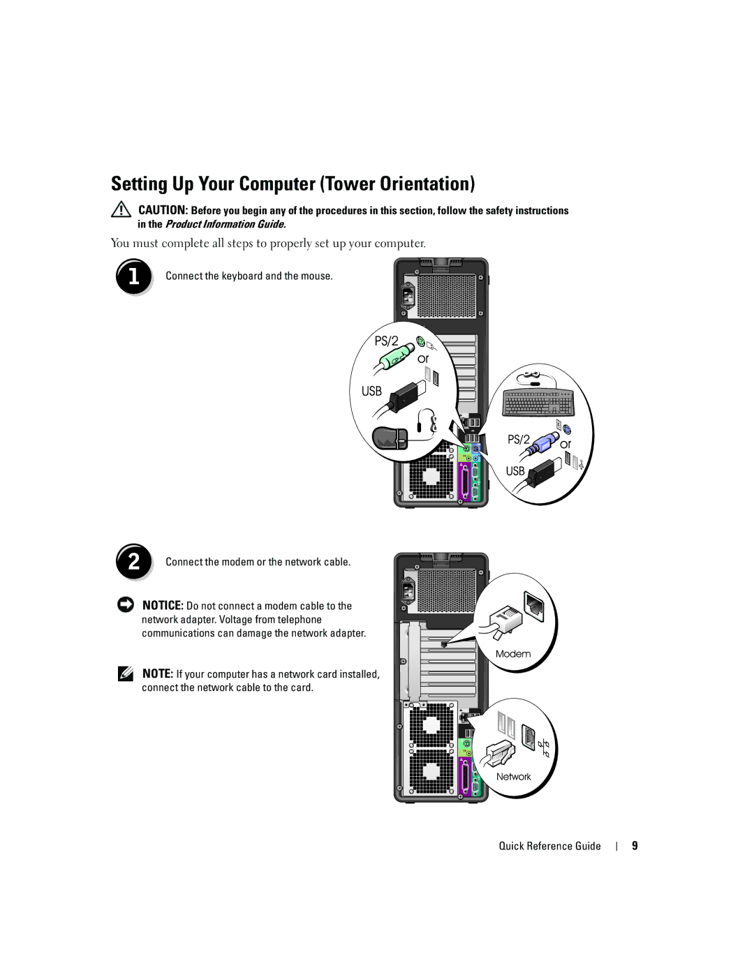 Dell JD967 manual Setting Up Your Computer Tower Orientation 