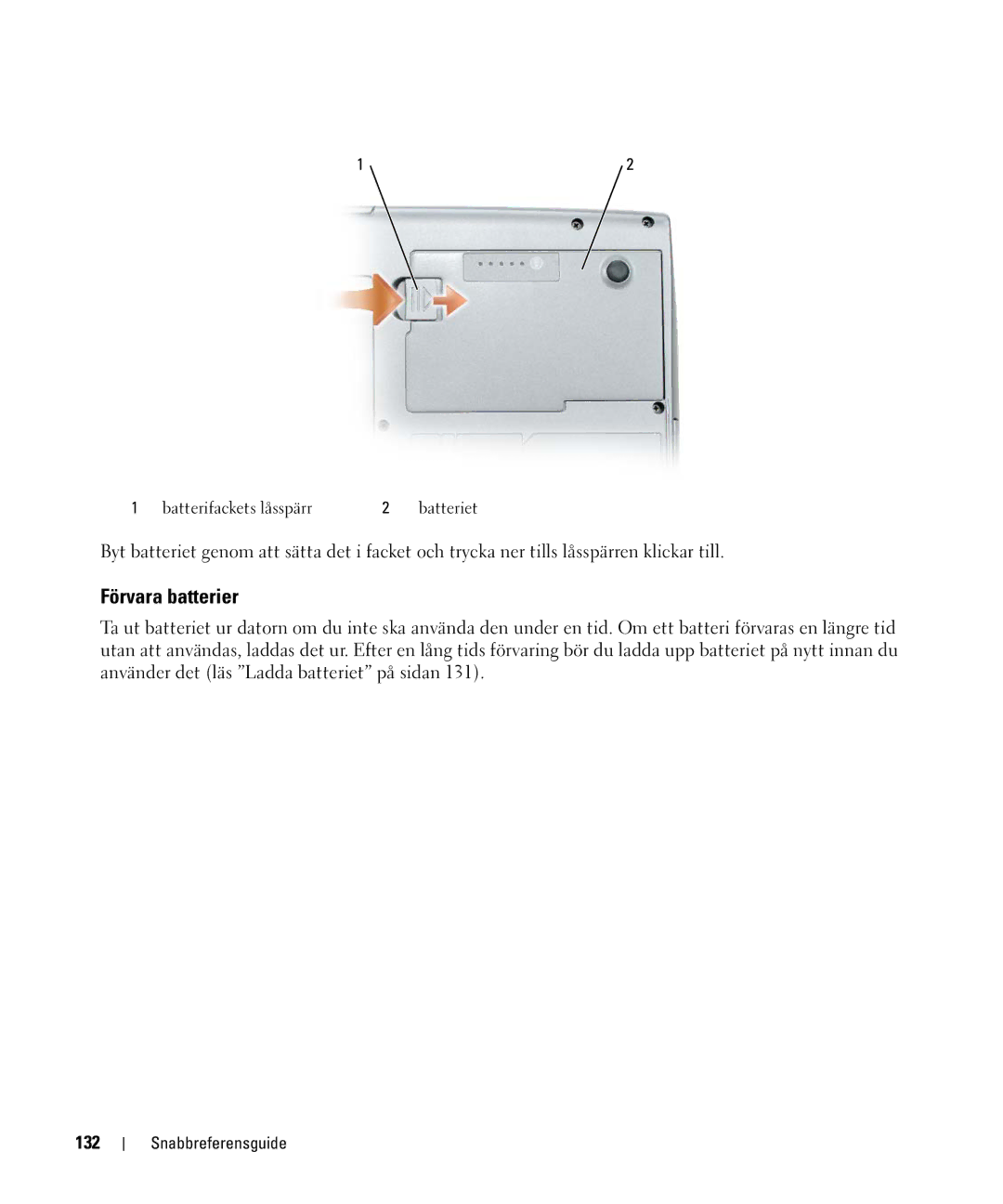 Dell JF854 manual Förvara batterier, 132 