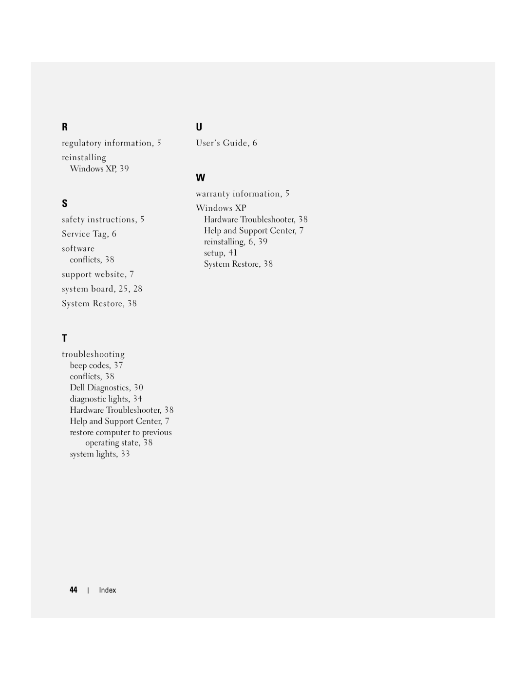 Dell JK523 manual Index 