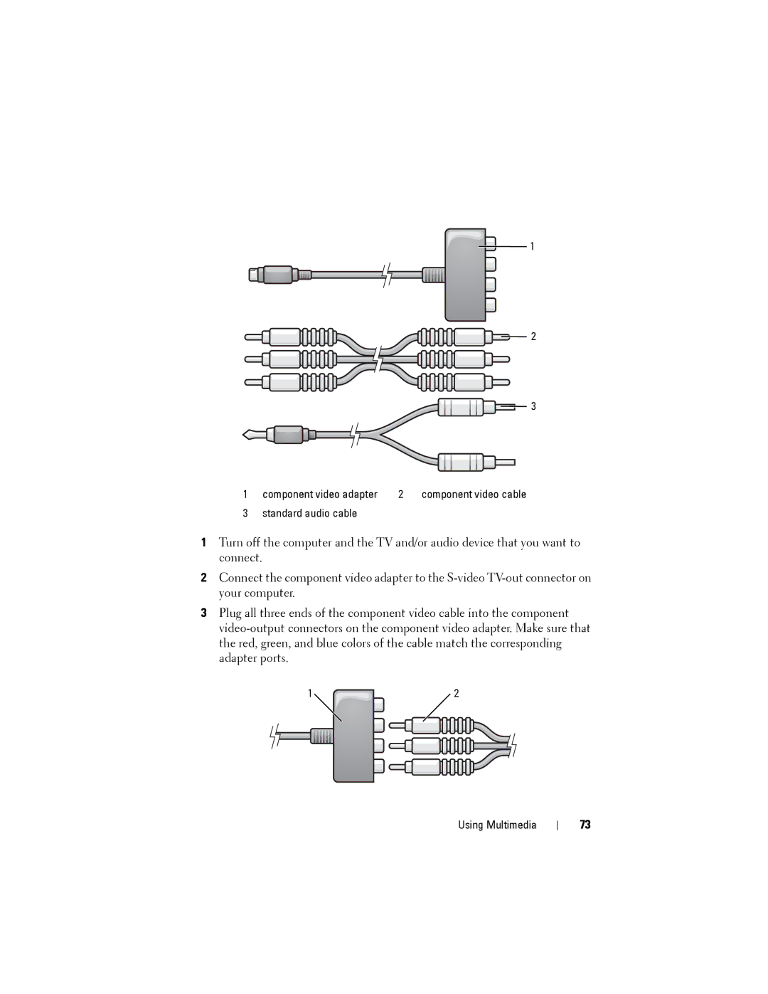 Dell JU373 manual Component video adapter 