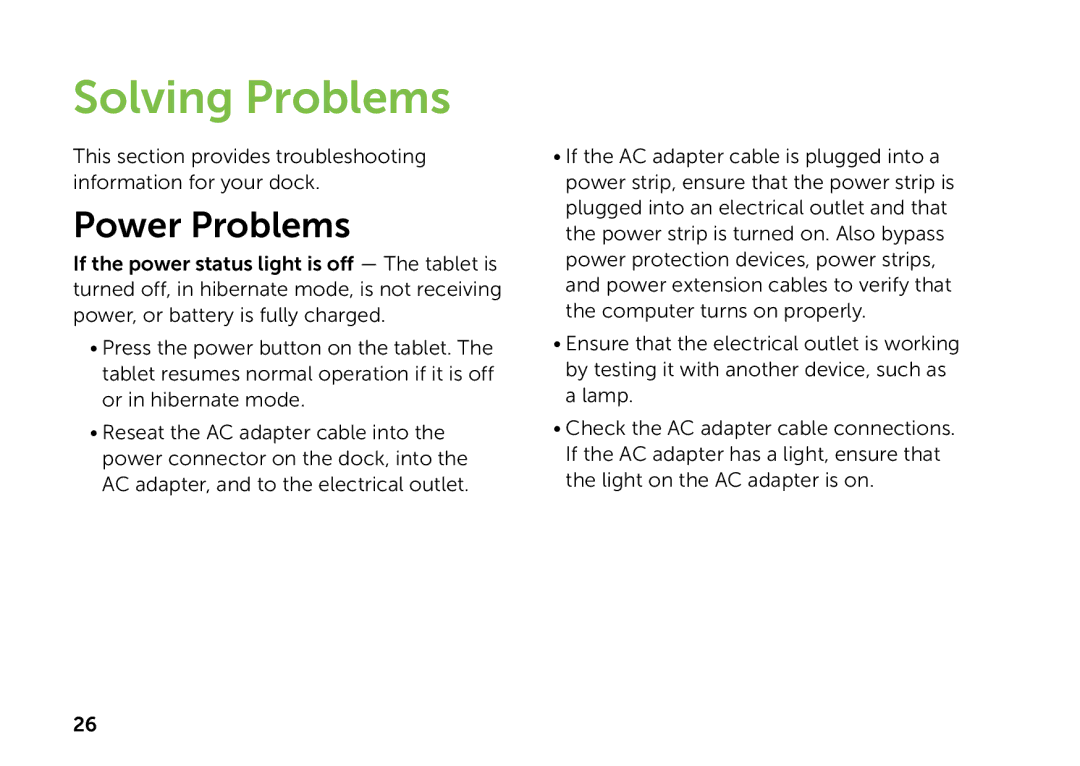 Dell K08A001 manual Solving Problems, Power Problems 