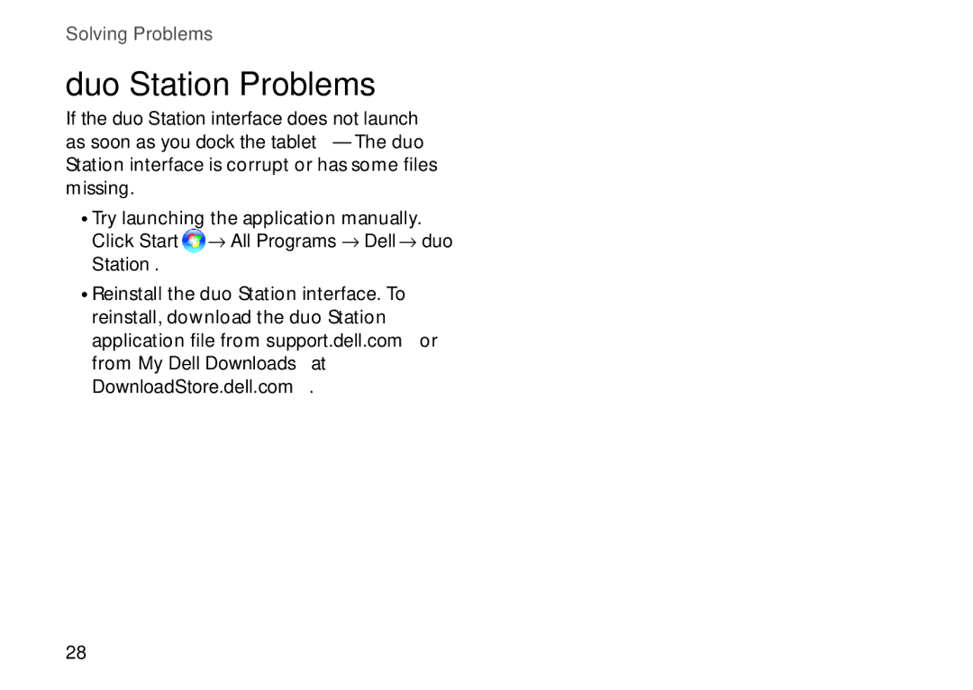 Dell K08A001 manual Duo Station Problems 