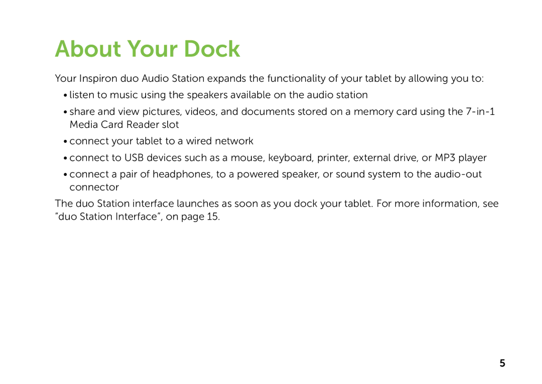 Dell K08A001 manual About Your Dock 