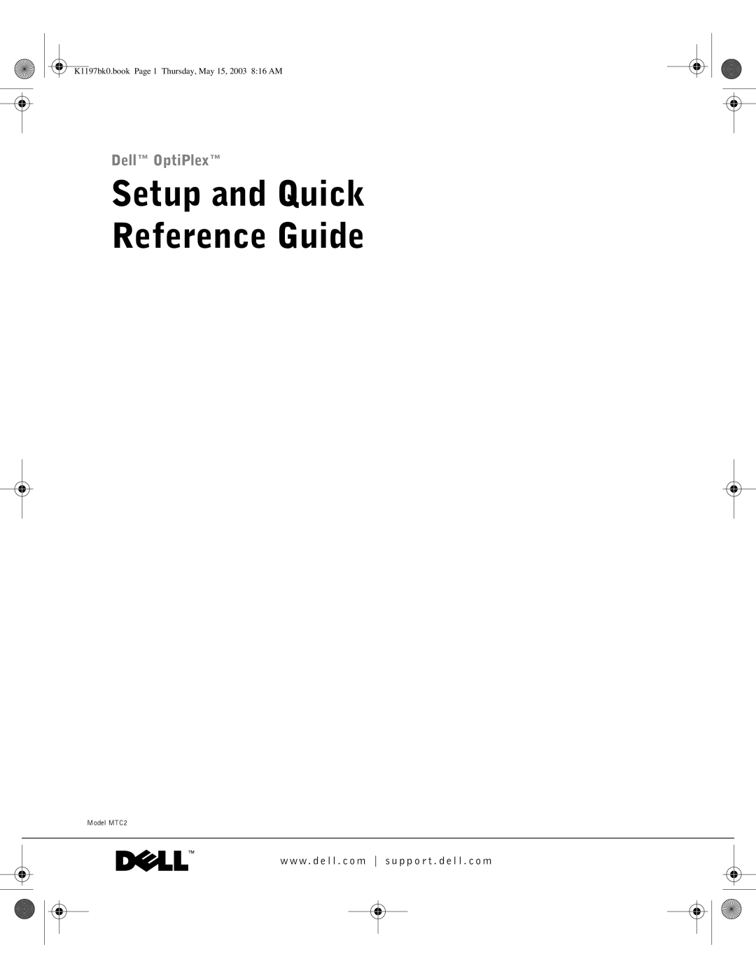 Dell 160L, K1197 manual Setup and Quick Reference Guide 