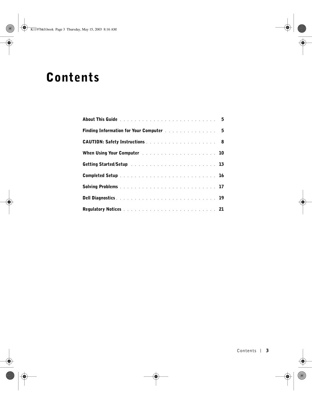 Dell 160L, K1197 manual Contents 