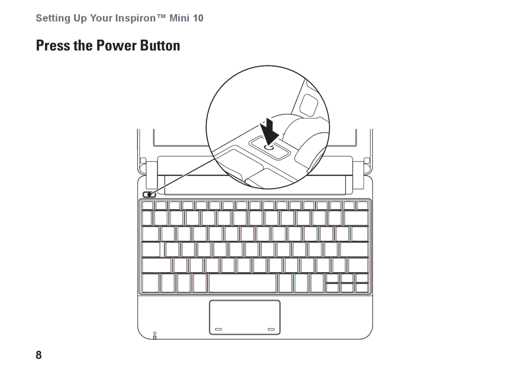 Dell K621P, 1011 setup guide Press the Power Button 