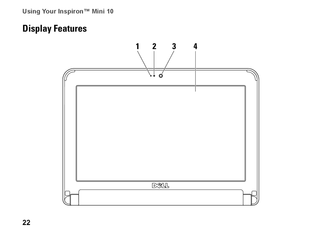 Dell K621P, 1011 setup guide Display Features 