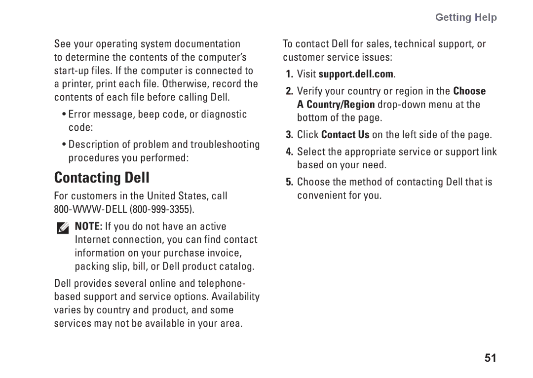 Dell 1011, K621P setup guide Contacting Dell, Visit support.dell.com 