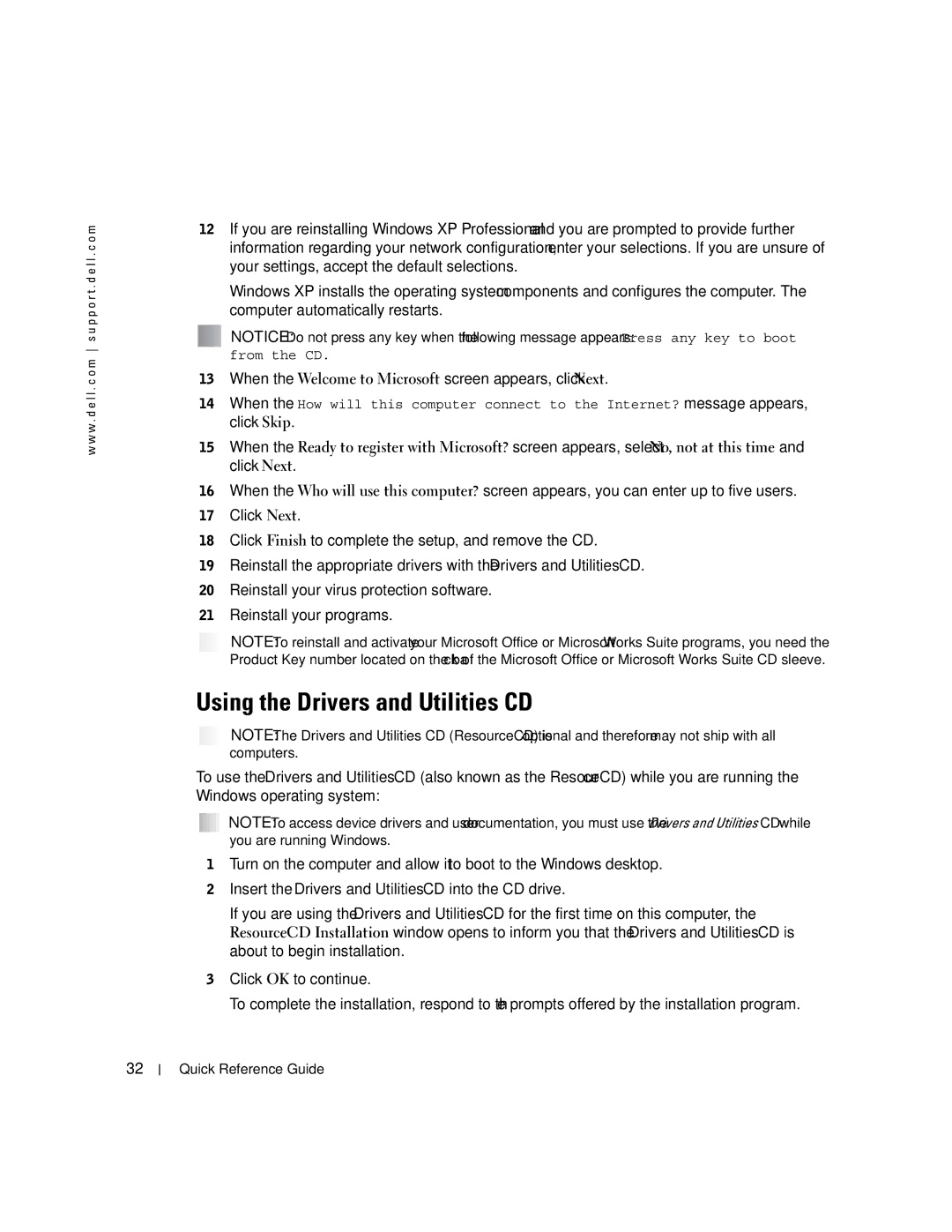 Dell K7821 manual Using the Drivers and Utilities CD 