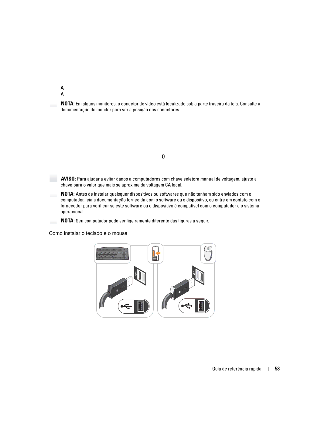 Dell K7821 manual Como instalar o teclado e o mouse 