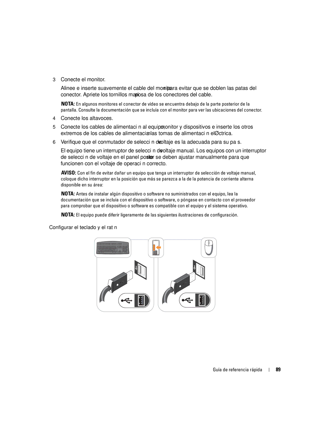 Dell K7821 manual Configurar el teclado y el ratón 