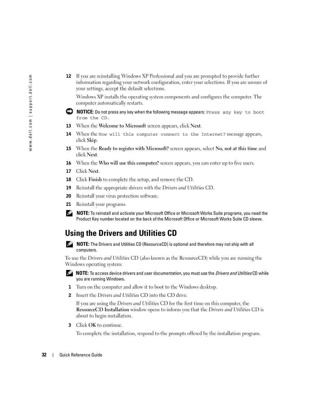 Dell K7822 manual Using the Drivers and Utilities CD 