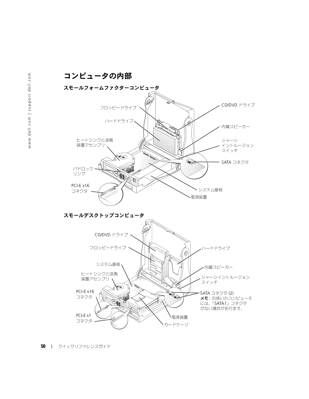 Dell K7822 manual コンピュータの内部, Sata コネクタ, Pci-E 