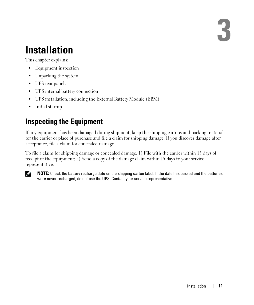 Dell K806N, K789N, K788N, 500W, H914N, H900N, H965N, J715N, J716N manual Installation, Inspecting the Equipment 