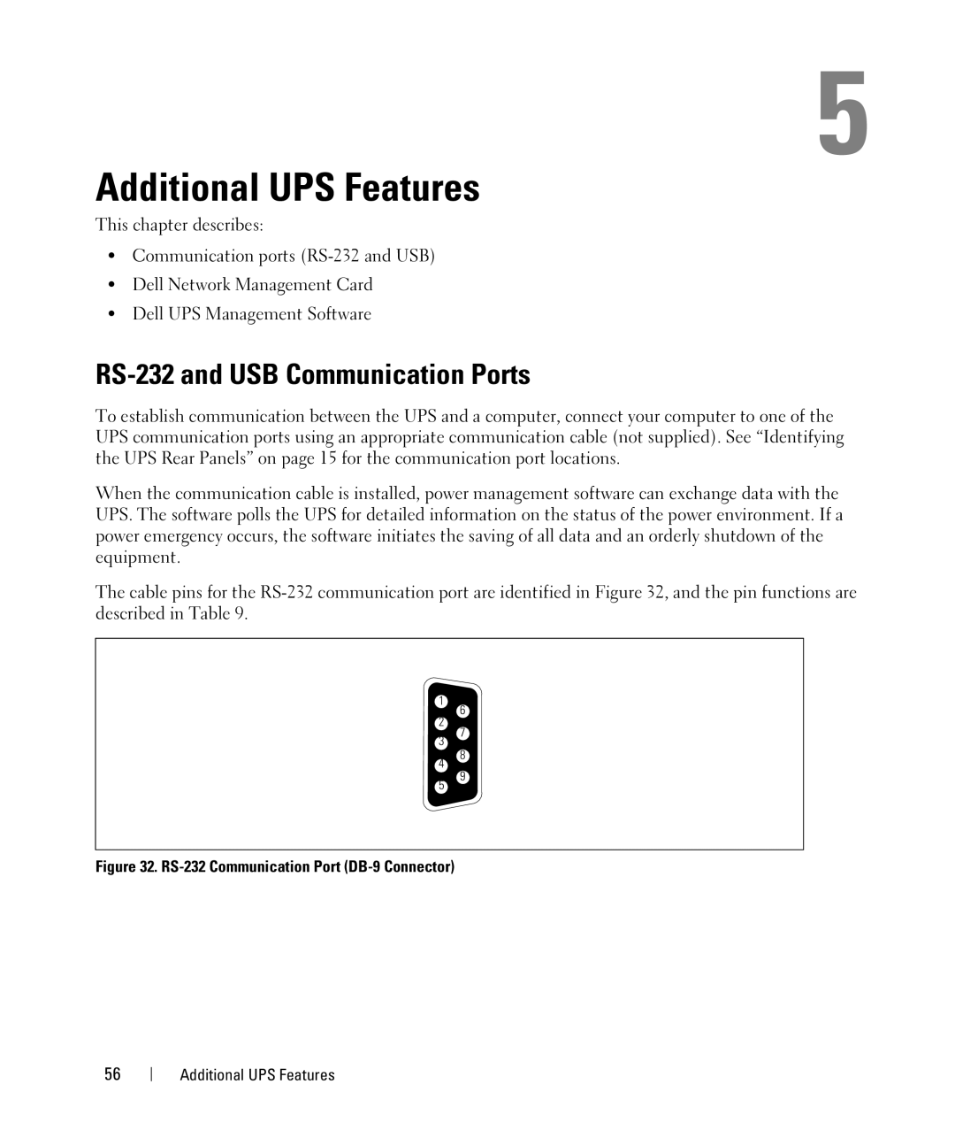 Dell K802N, K811N, K792N, J735N, 1000W, 2700W, J727N, H945N, 1920W Additional UPS Features, RS-232 and USB Communication Ports 