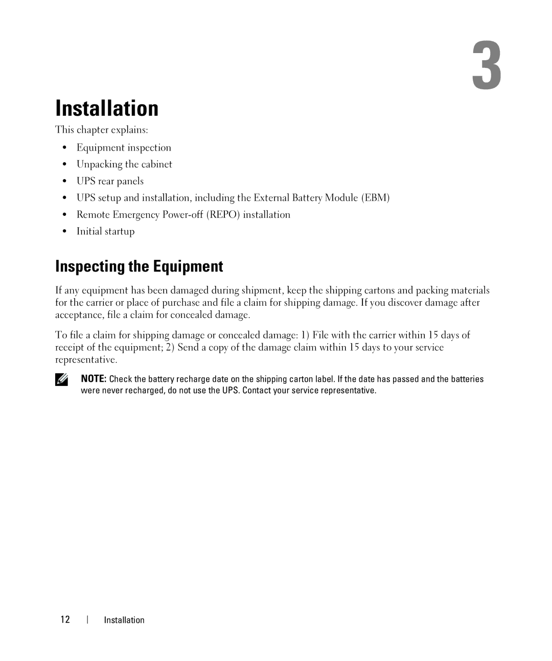 Dell K803N, J728N, H950N, H967N manual Installation, Inspecting the Equipment 