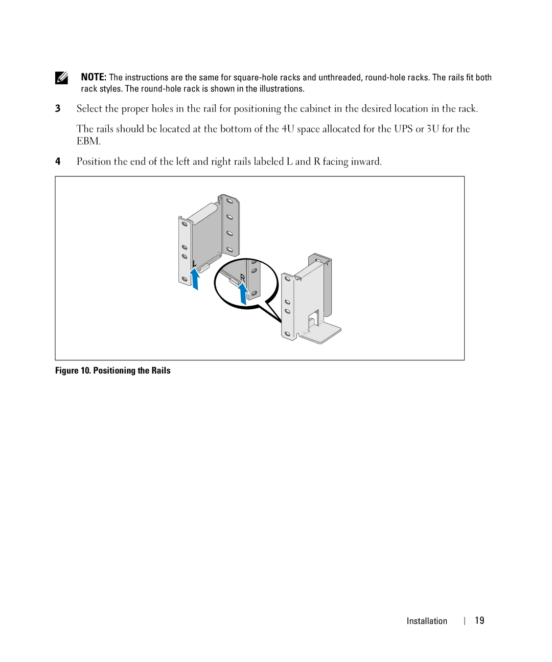 Dell H967N, K803N, J728N, H950N manual Positioning the Rails 