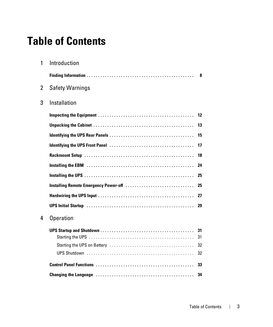 Dell 3750W, K805N, J739N, K804N, J730N, H952N, 4200W manual Table of Contents 