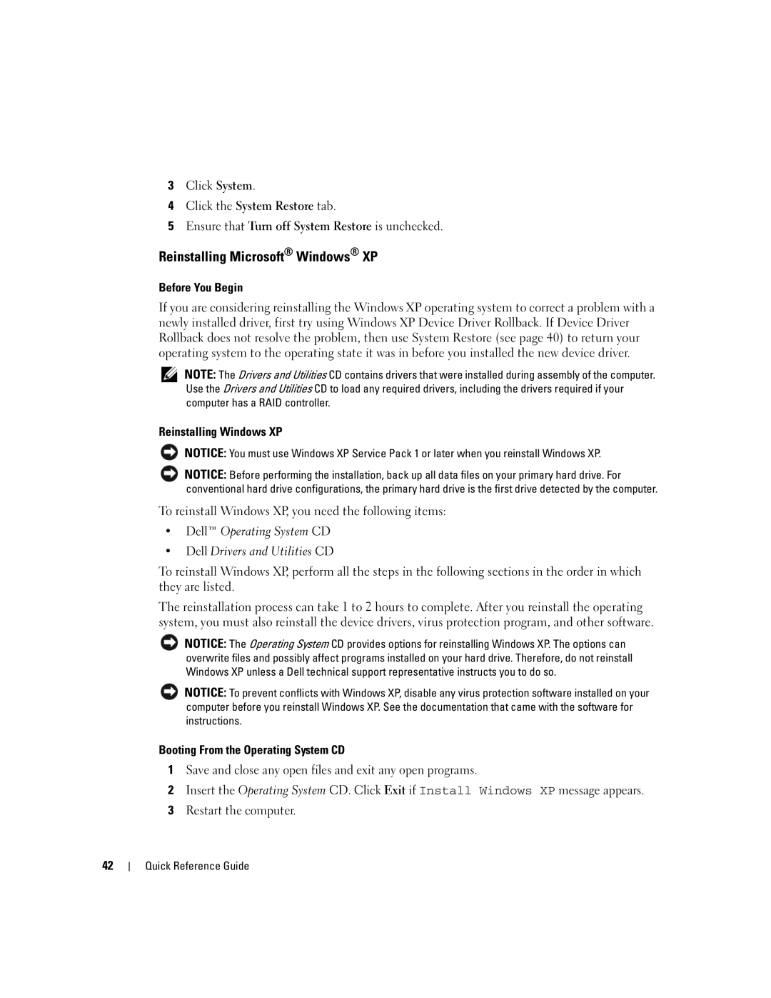 Dell K8504 manual Reinstalling Microsoft Windows XP, Before You Begin 