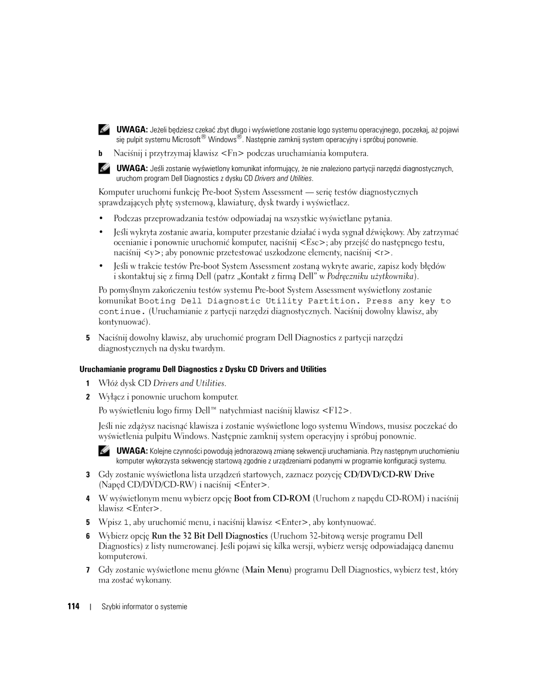 Dell KD727, PP21L manual Włóż dysk CD Drivers and Utilities, 114 