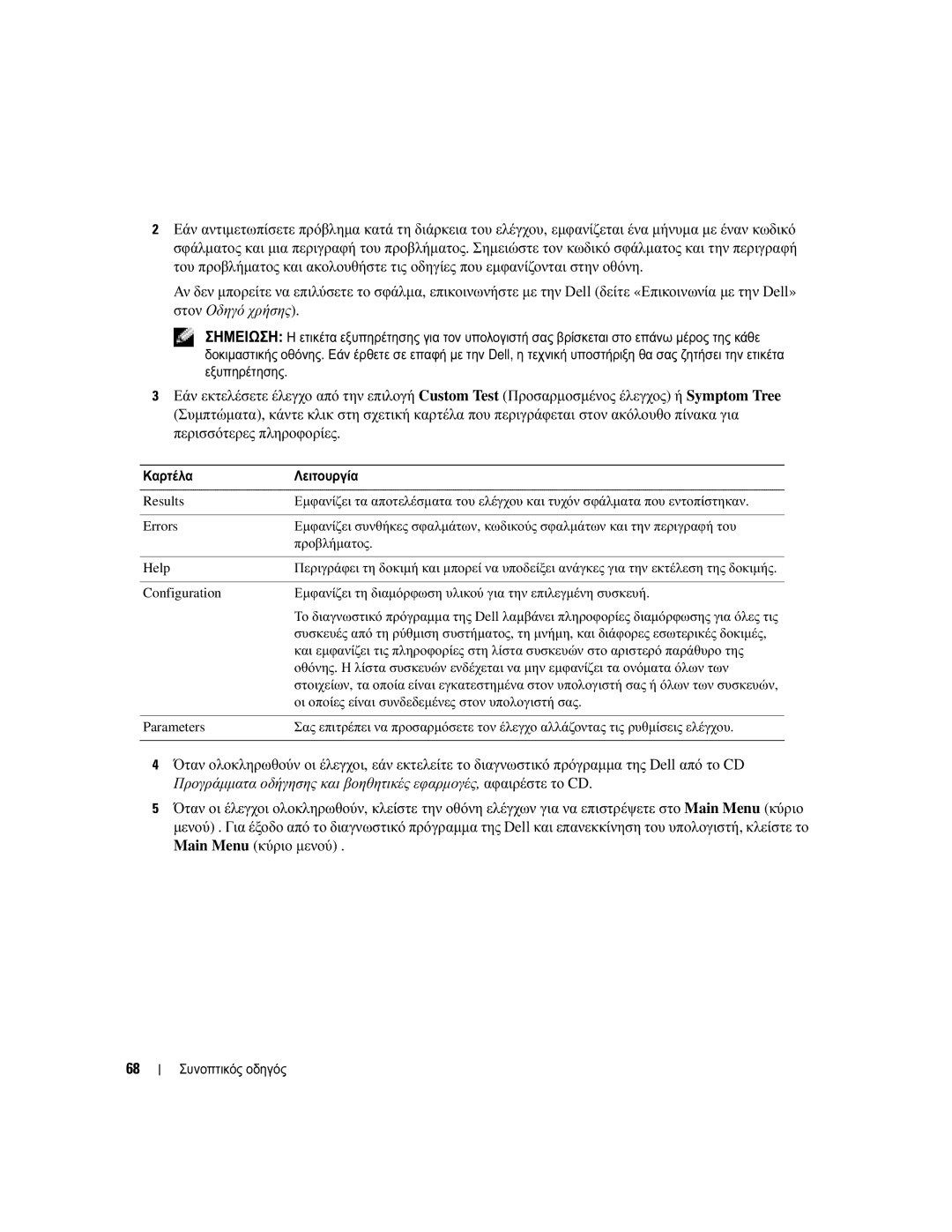 Dell KD727, PP21L manual Καρτέλα Λειτουργία, Εµφανίζει τη διαµόρφωση υλικού για την επιλεγµένη συσκευή 