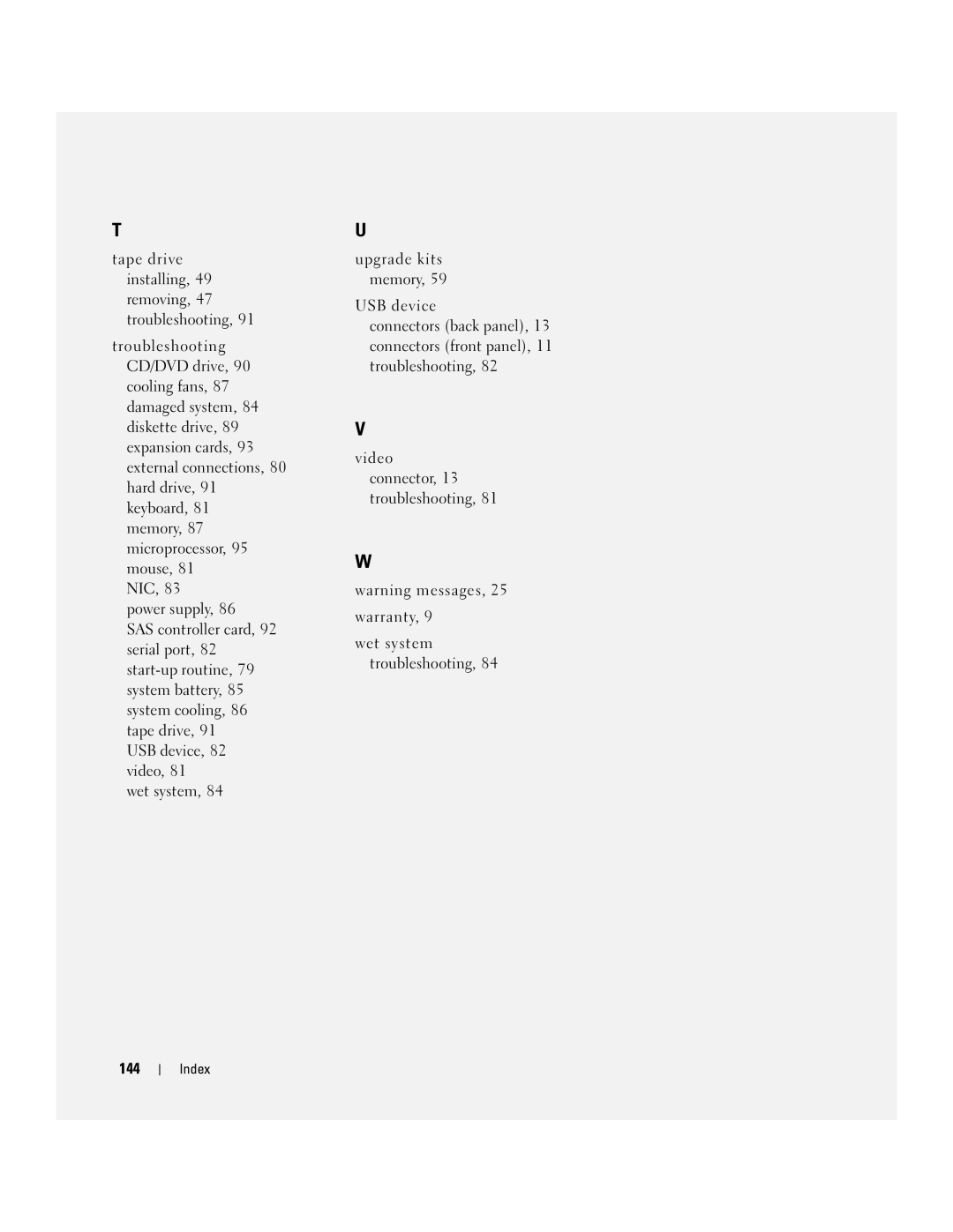 Dell KH934 owner manual Index 