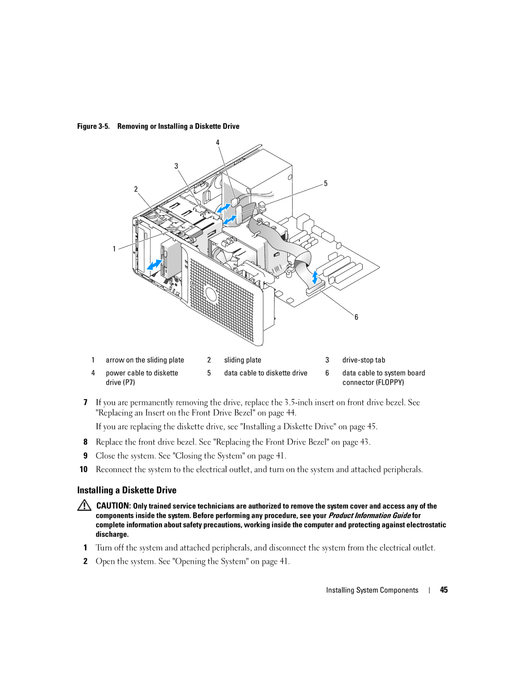 Dell KH934 owner manual Installing a Diskette Drive, Drive P7 Connector Floppy 