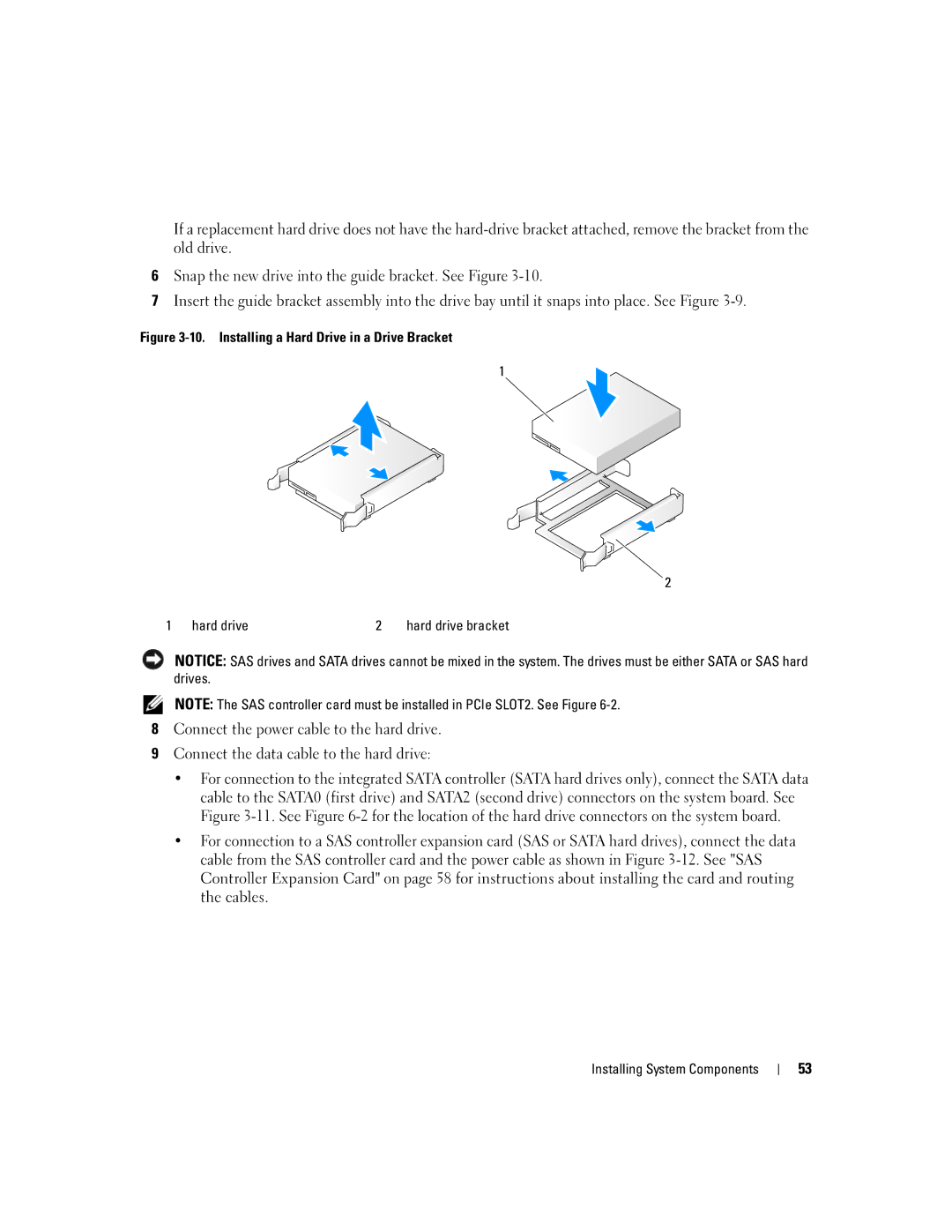 Dell KH934 owner manual Installing a Hard Drive in a Drive Bracket Hard drive 