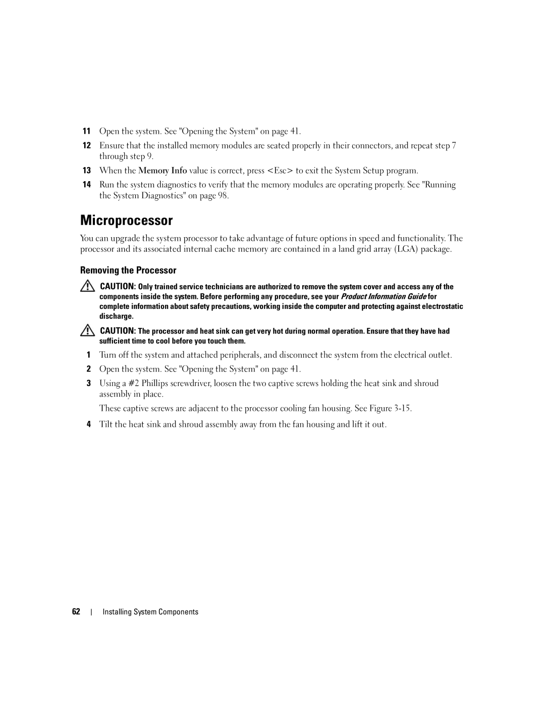 Dell KH934 owner manual Microprocessor, Removing the Processor 