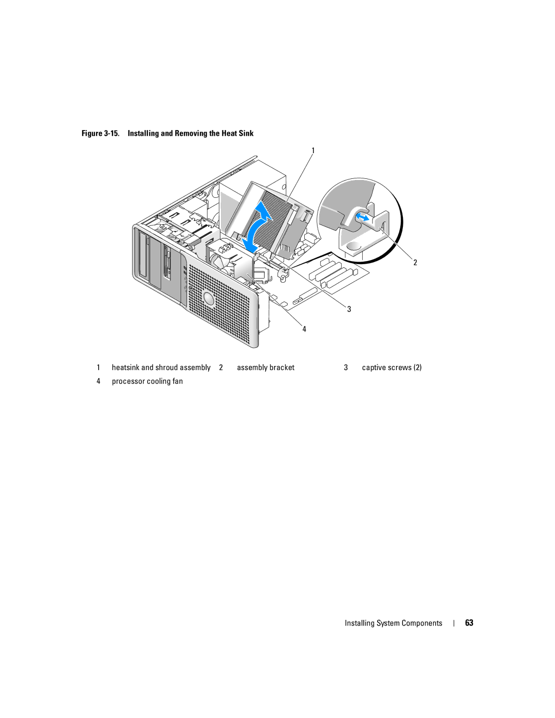 Dell KH934 owner manual Processor cooling fan Installing System Components 