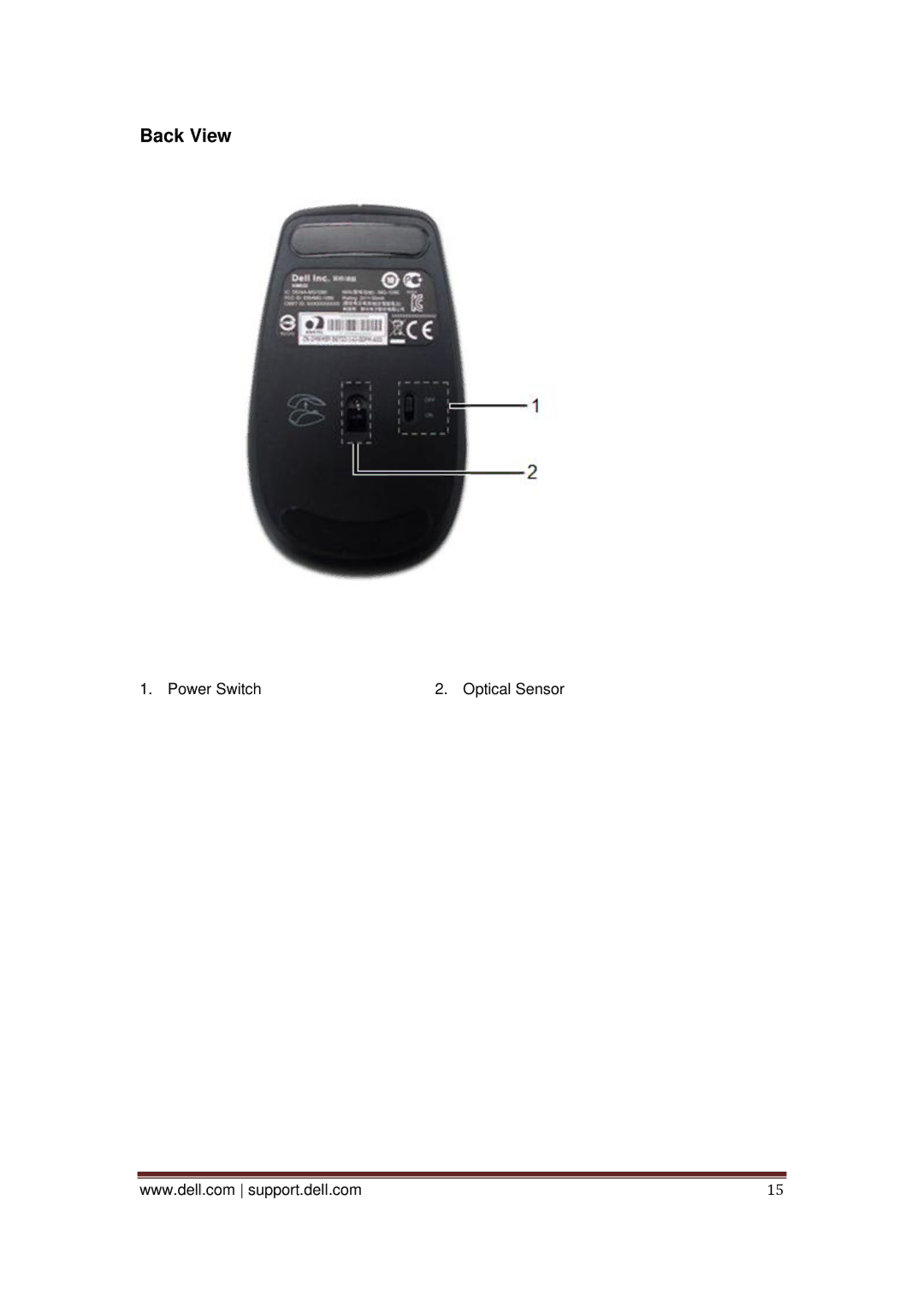 Dell KM713 owner manual Power Switch Optical Sensor 