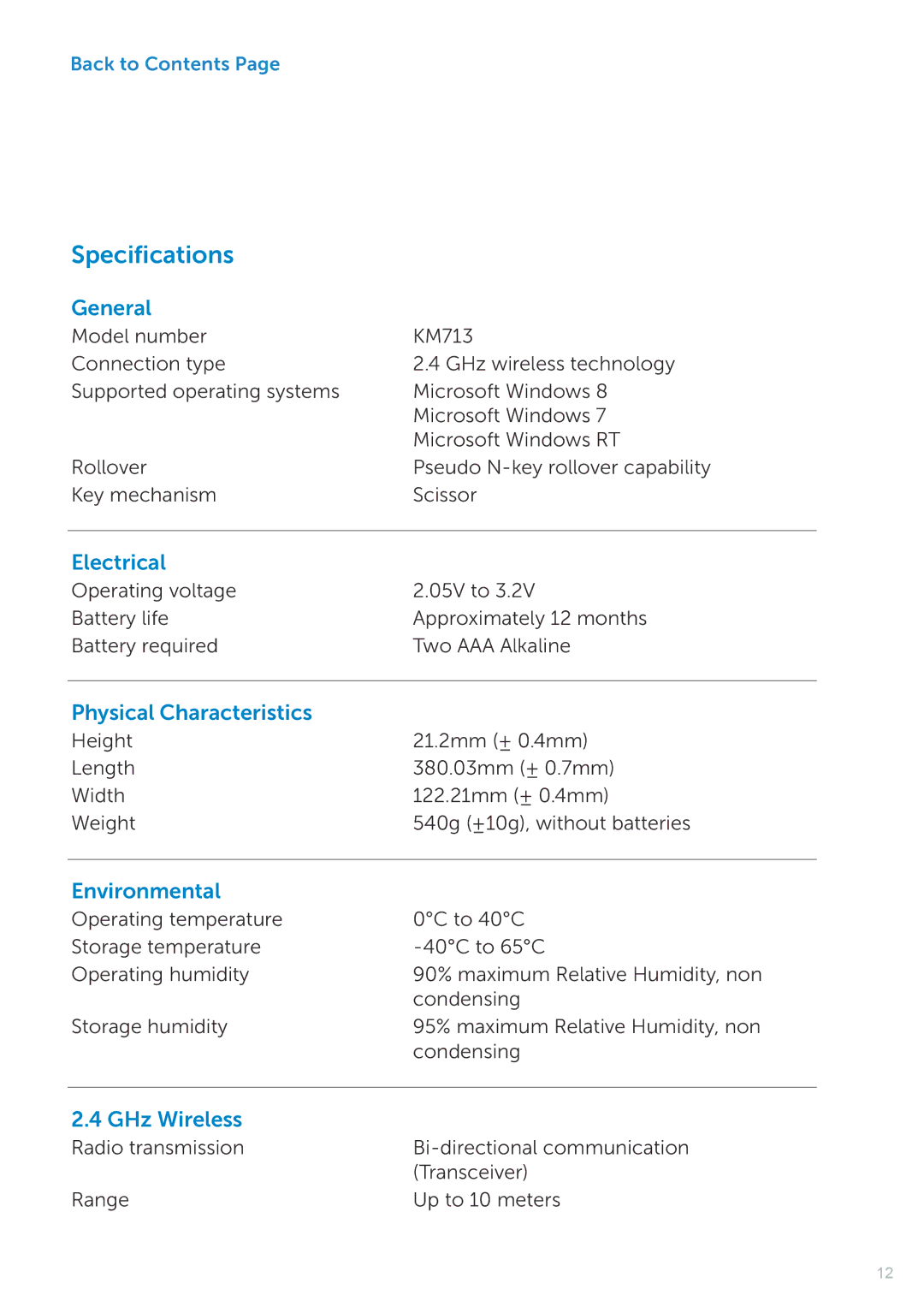 Dell KM714 owner manual Specifications, General 